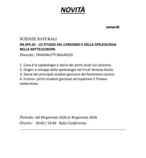 Nuovo Corso: LO STUDIO DEL CARSISMO E DELLA SPELEOLOGIA NELLA MITTELEUROPA